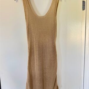 Chic Tan Knit Mini Dress